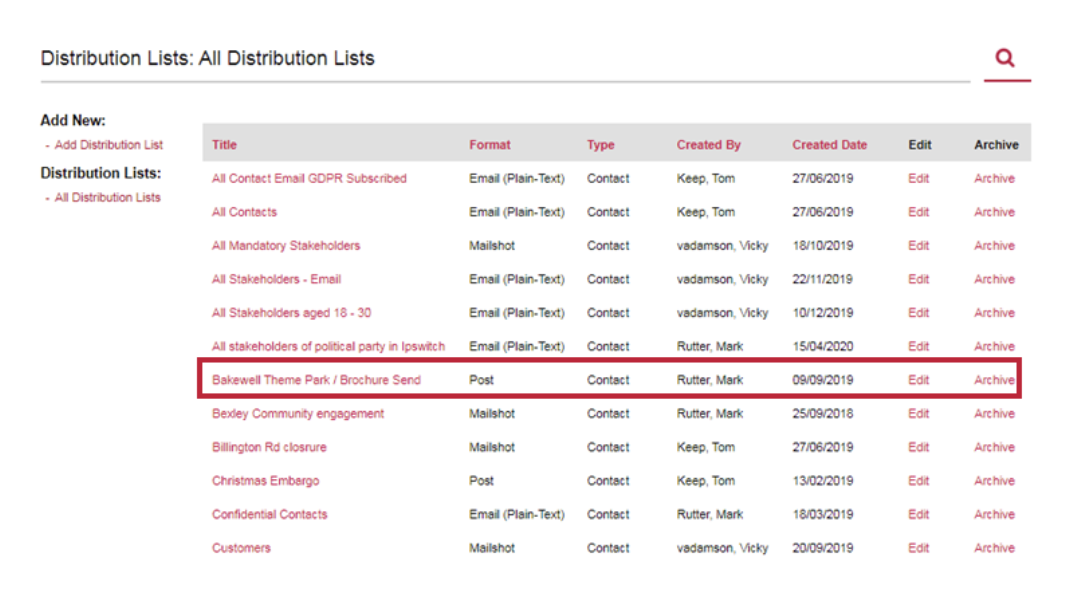 How to create a Postal Distribution List